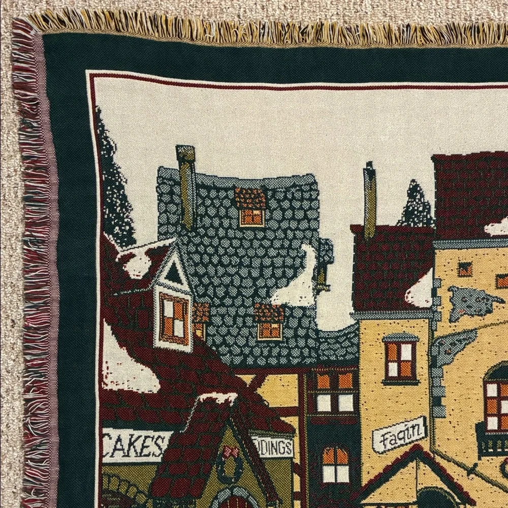 Vintage Goodwin Weavers Dickens’ Villlage Series Woven Throw